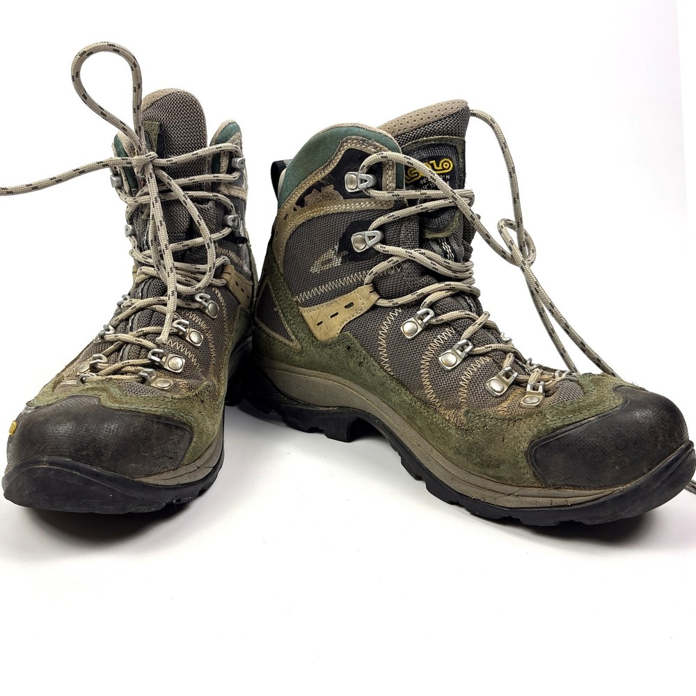 Asolo Fission GV Gore-Tex Hiking Boots‎ Womens Sz 7 Green Ankle Lace Up Outdoors